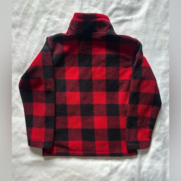 Thick warm fleece pullover sweater red/black plaid - Picture 5 of 7